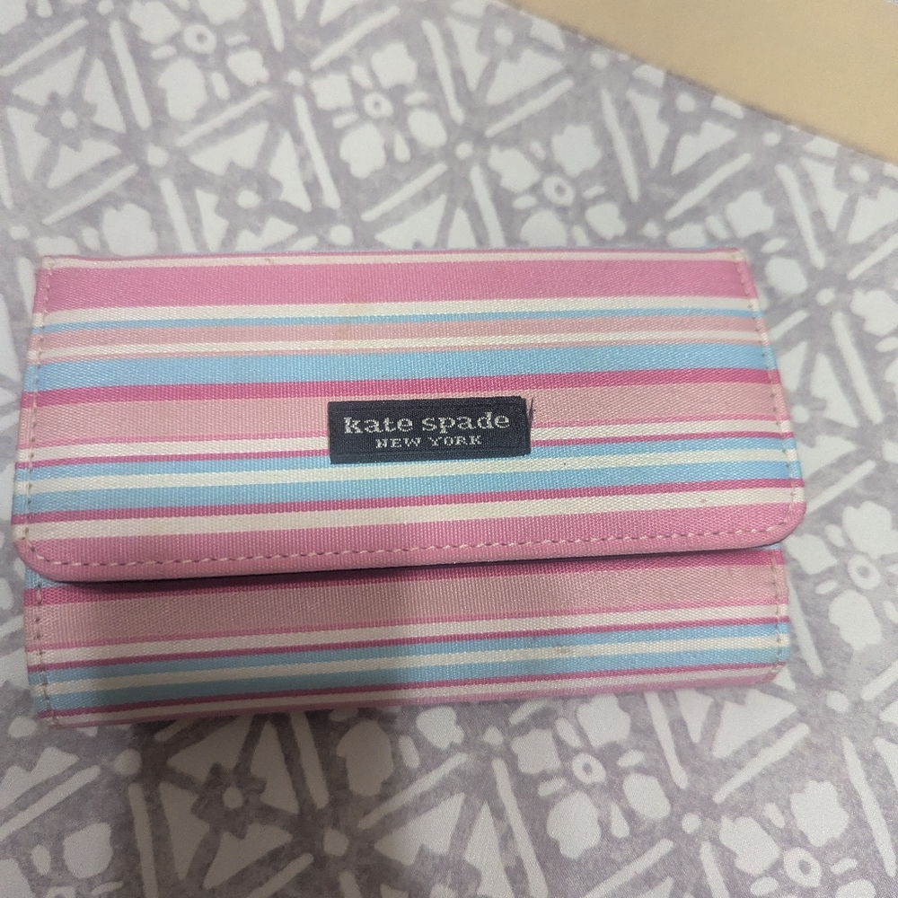 Kate Spade Pink and Blue Striped Wallet